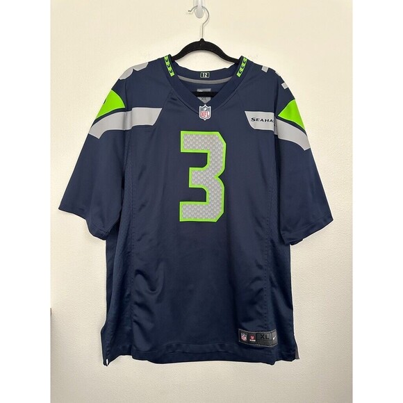 NFL Seattle Seahawks Russell Wilson #3 Jersey Short Sleeve Blue Green Men's XL - Picture 1 of 10